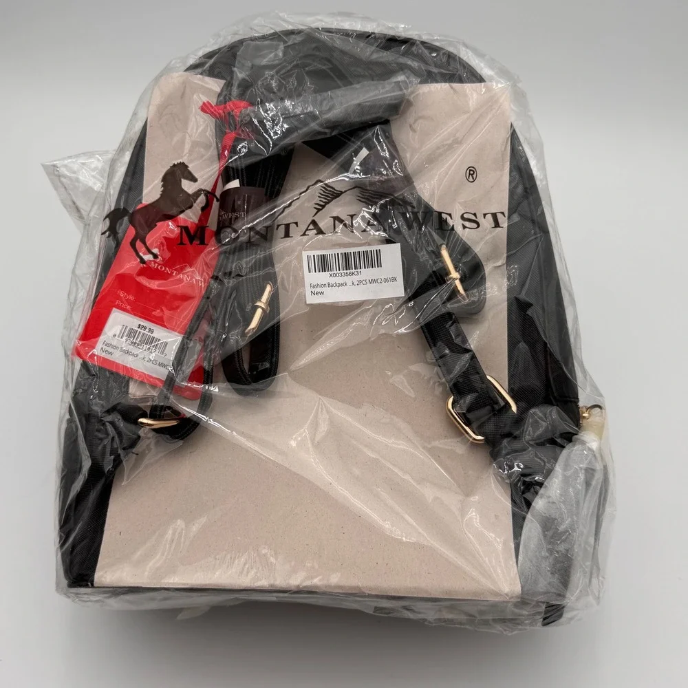 Montana West Black Fashion Backpack MWC2-061BK Saffiano Gold Hardware NWT‎